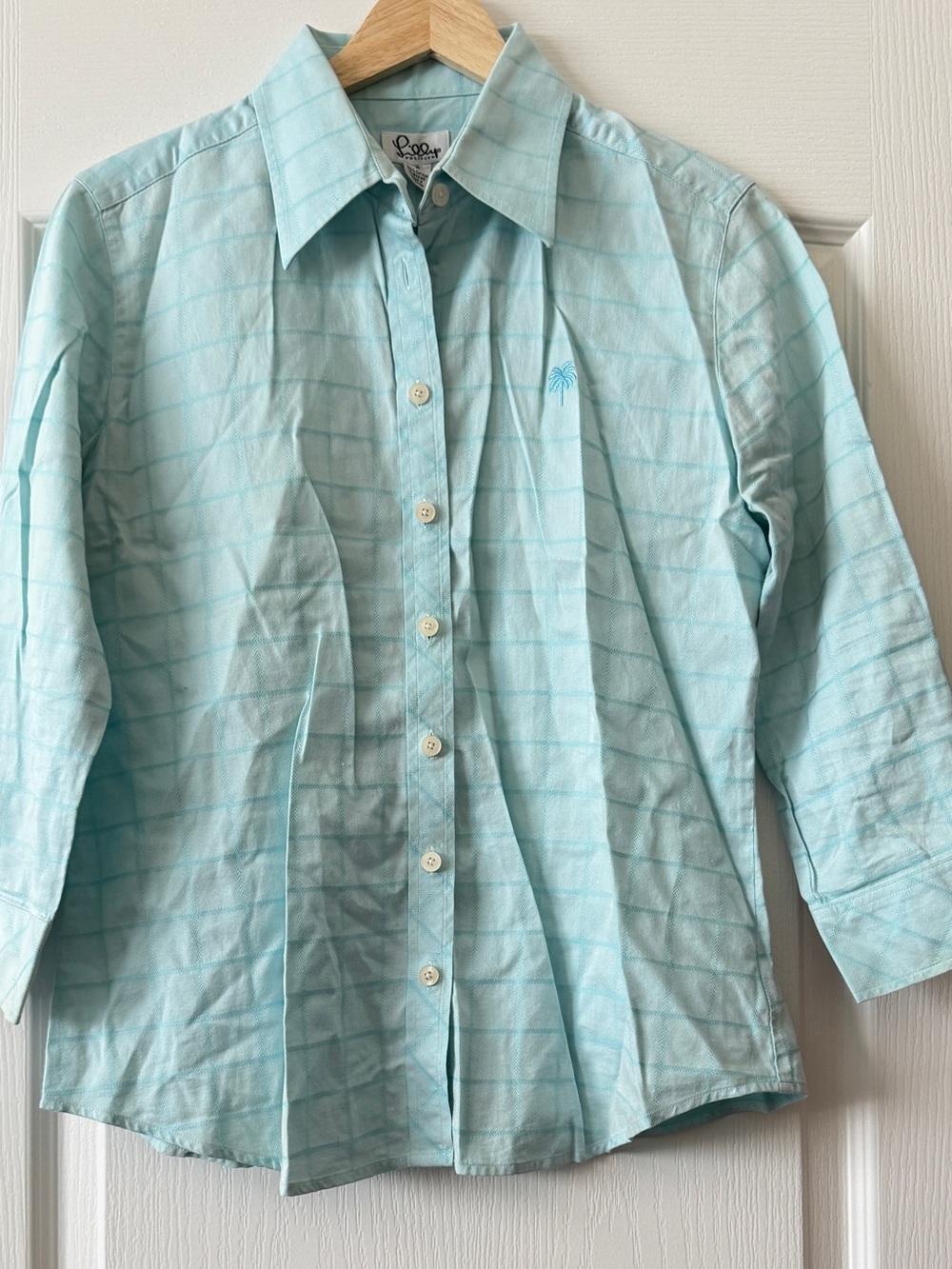 Lilly Pulitzer Blue Cotton Button-Down Shirt Size 4